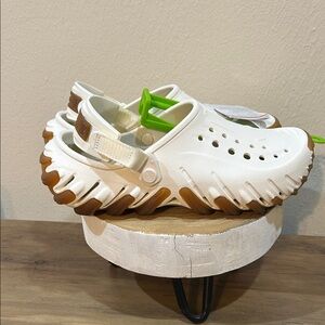 CROCS Kids White and Tan Clogs